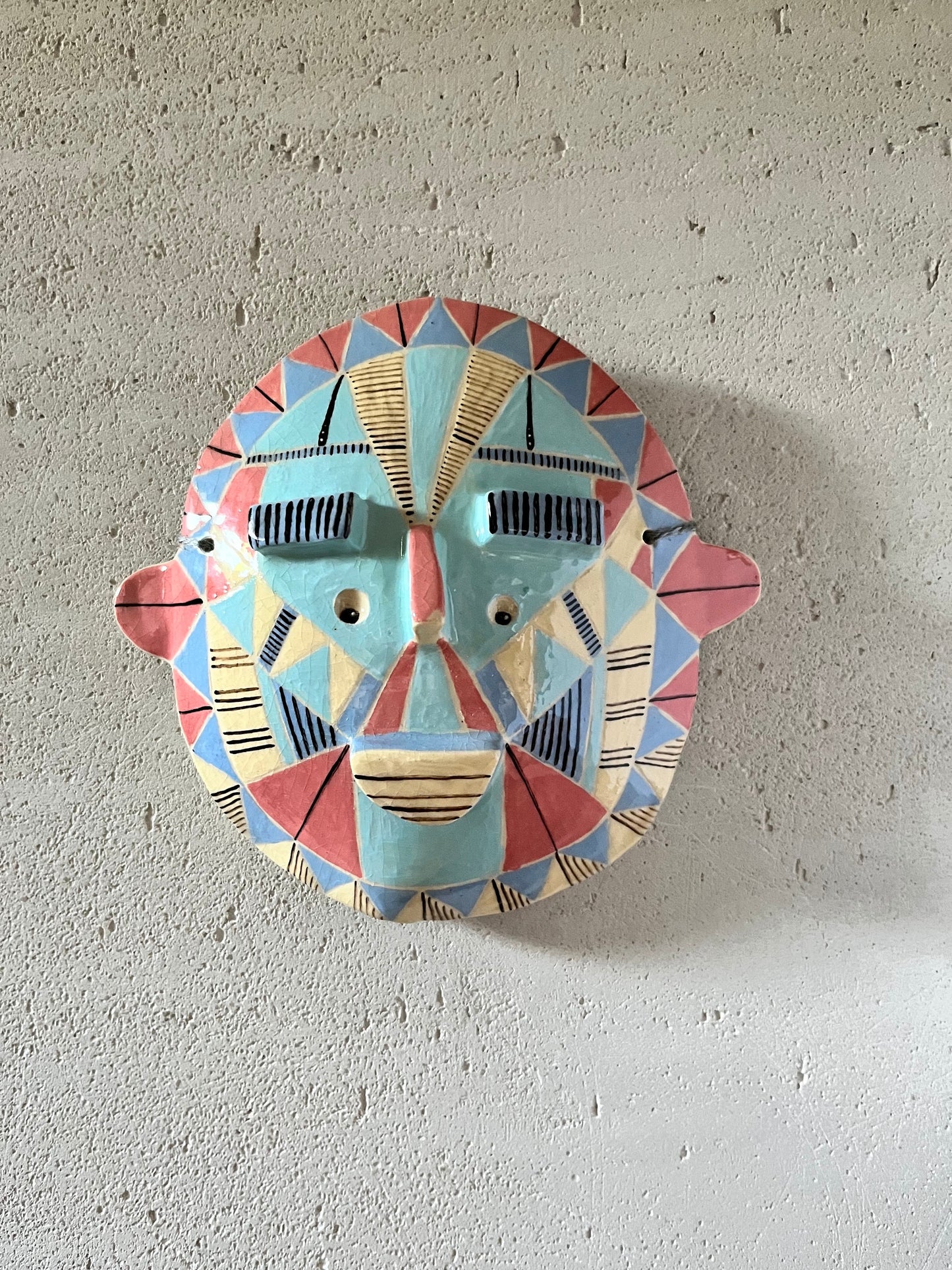 Decorative Ceramic Mask, Handpainted and Handmade Original Ceramic Wall Art, Unique Living Room Art, Original Artisan Gift