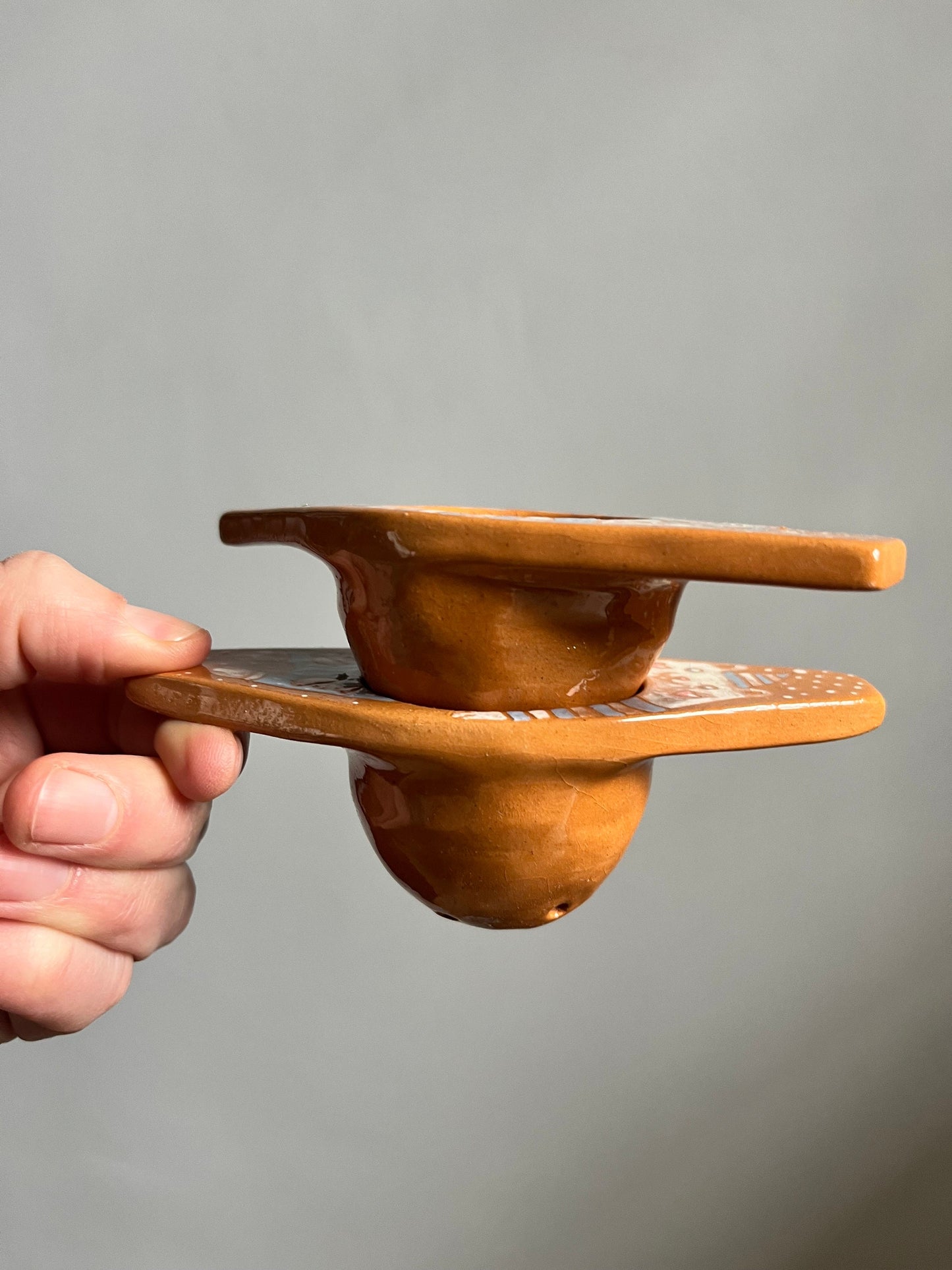 Tea Infuser With Cute White Bear  / Whimsical Tea Strainer With Illustrated Sgraffito / Handmade Ceramic Tea Accessory