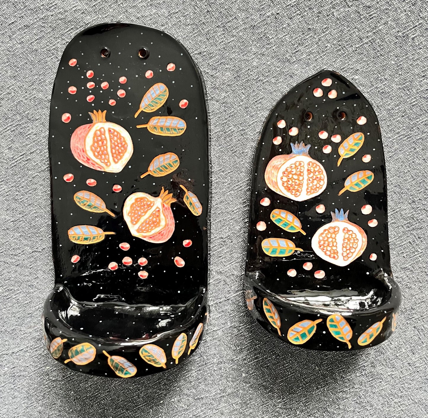 Black Wall Shrine With Sgraffito Pomegranates